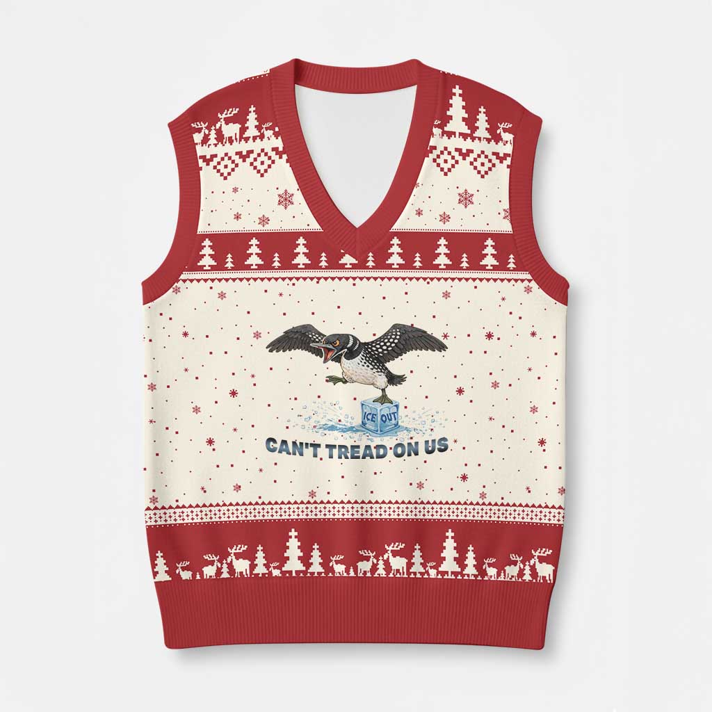 Can Not Tread On Us Minnesota Loon V-Neck Knit Sweater Vest Anti ICE MN Protest