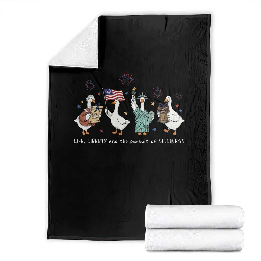 Funny Patriotic Goose Life Liberty Silliness Throw Blanket America 250th Anniversary