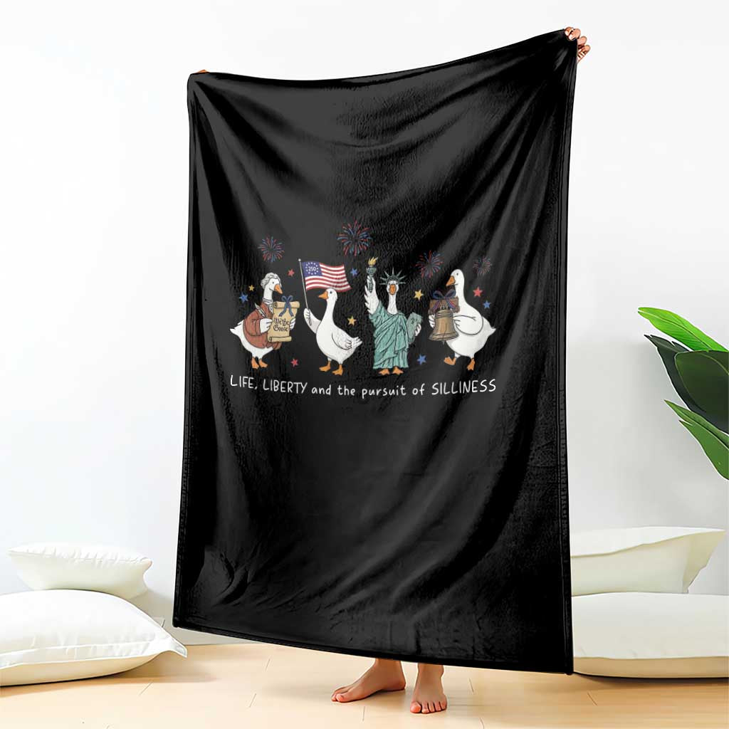 Funny Patriotic Goose Life Liberty Silliness Throw Blanket America 250th Anniversary