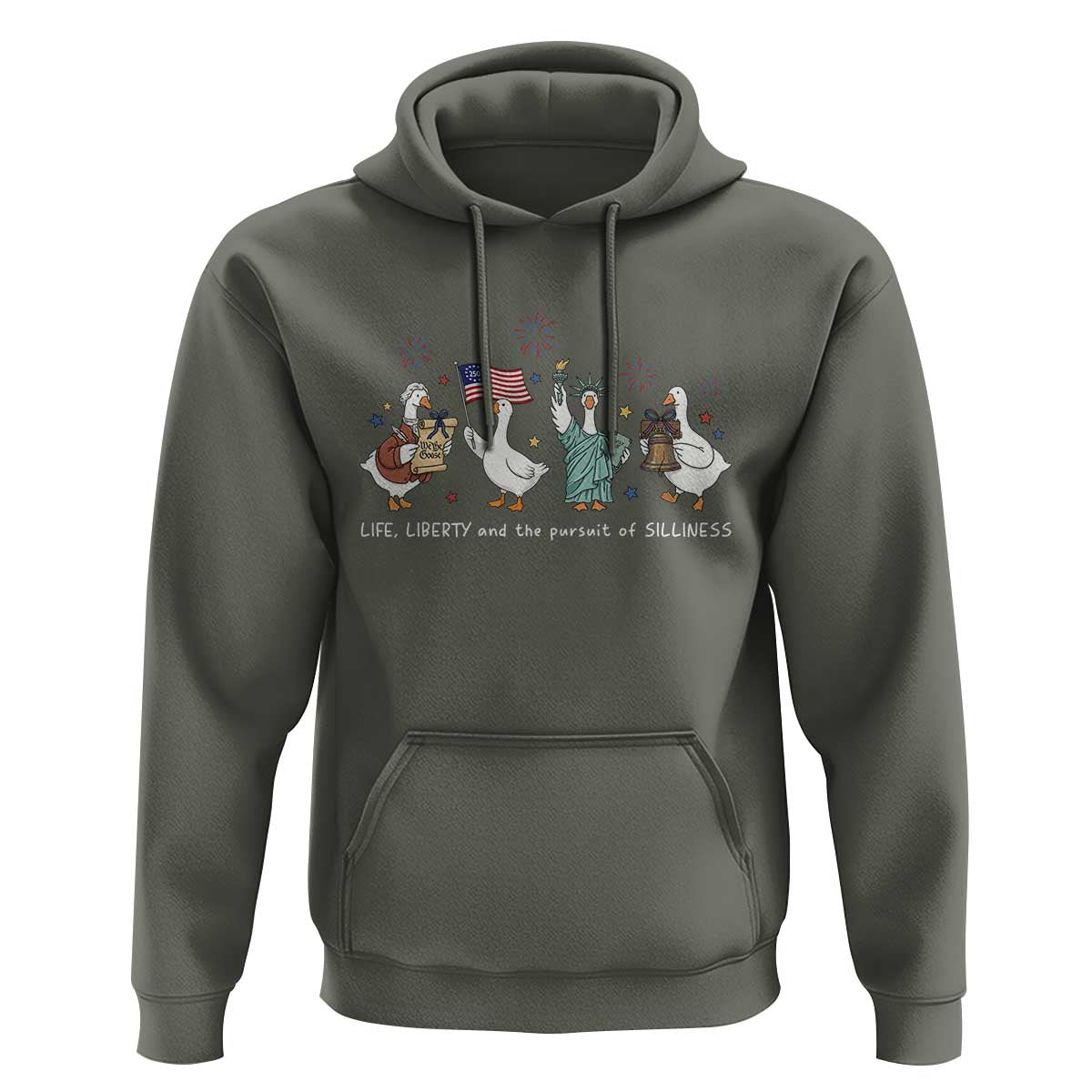 Funny Patriotic Goose Life Liberty Silliness Hoodie America 250th Anniversary