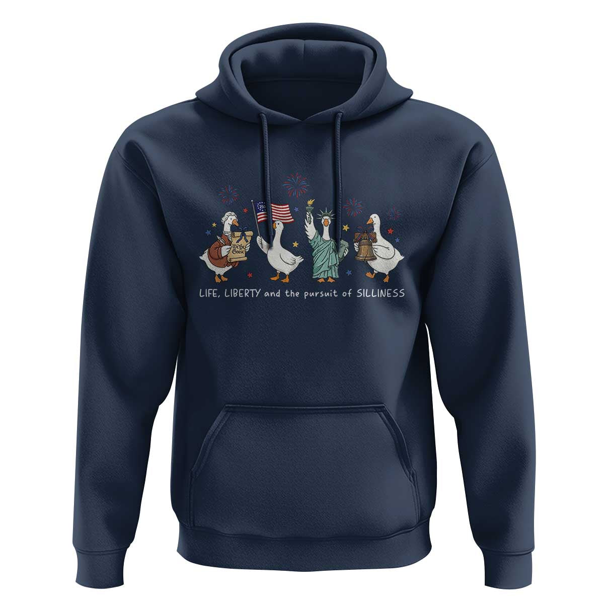 Funny Patriotic Goose Life Liberty Silliness Hoodie America 250th Anniversary
