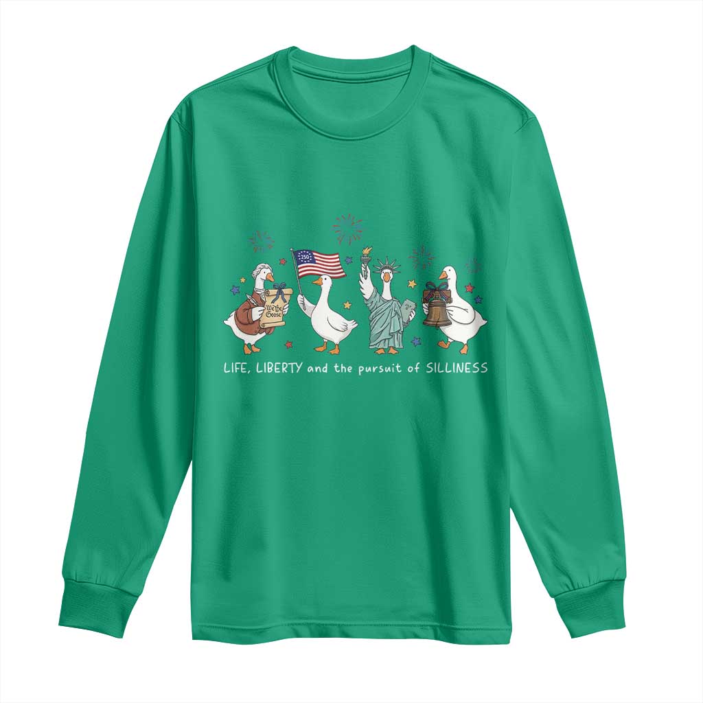 Funny Patriotic Goose Life Liberty Silliness Long Sleeve Shirt America 250th Anniversary
