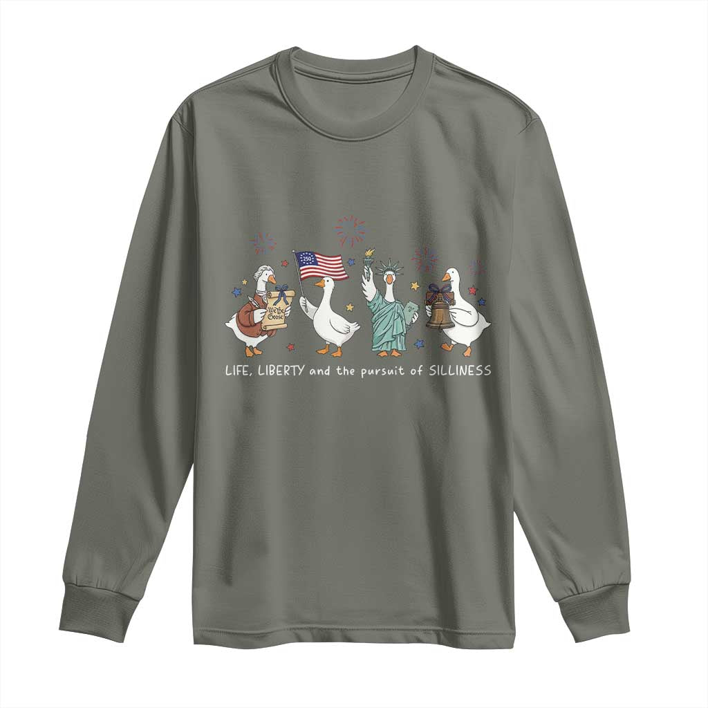 Funny Patriotic Goose Life Liberty Silliness Long Sleeve Shirt America 250th Anniversary