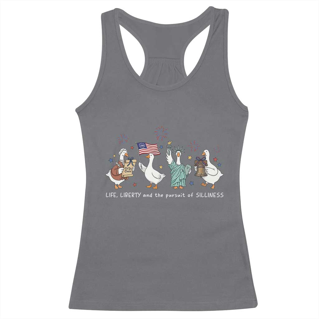 Funny Patriotic Goose Life Liberty Silliness Racerback Tank Top America 250th Anniversary