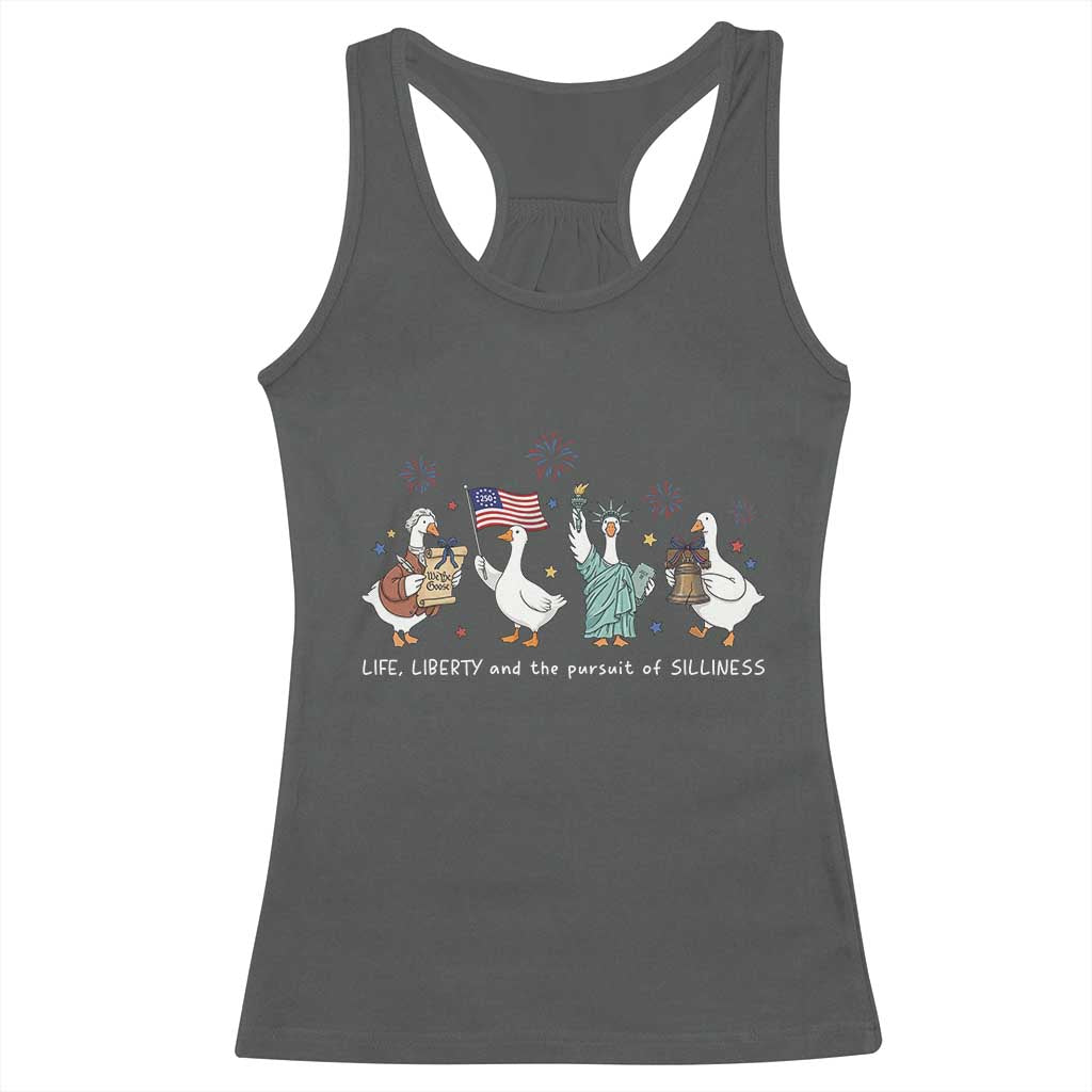 Funny Patriotic Goose Life Liberty Silliness Racerback Tank Top America 250th Anniversary