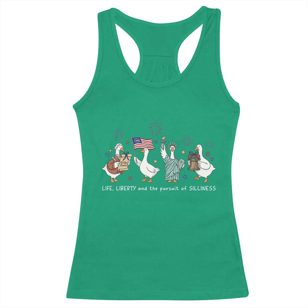 Funny Patriotic Goose Life Liberty Silliness Racerback Tank Top America 250th Anniversary