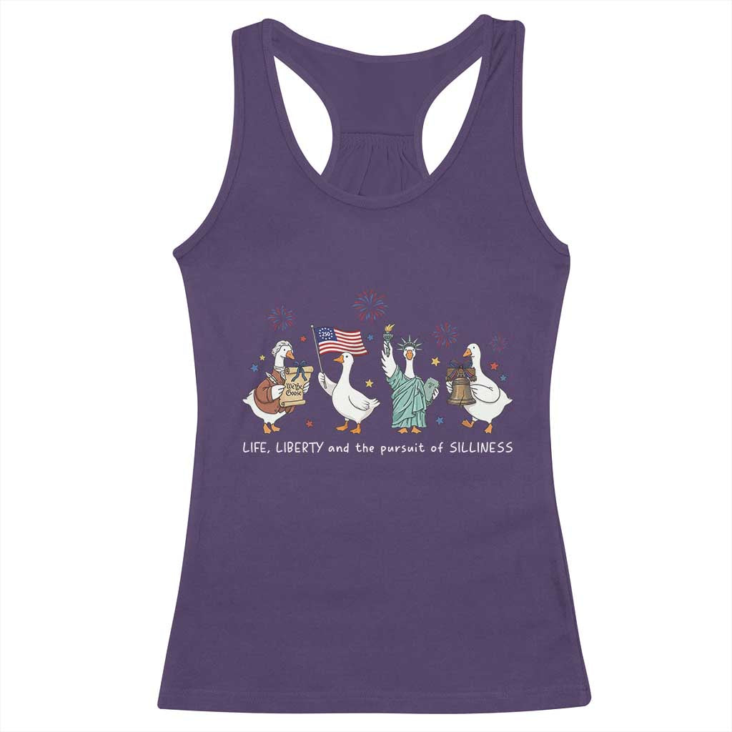 Funny Patriotic Goose Life Liberty Silliness Racerback Tank Top America 250th Anniversary