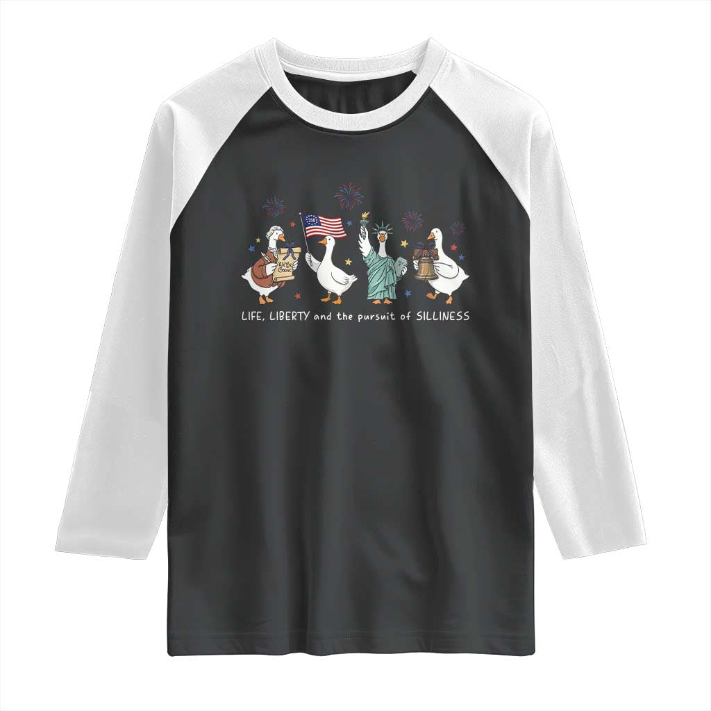 Funny Patriotic Goose Life Liberty Silliness Raglan Shirt America 250th Anniversary