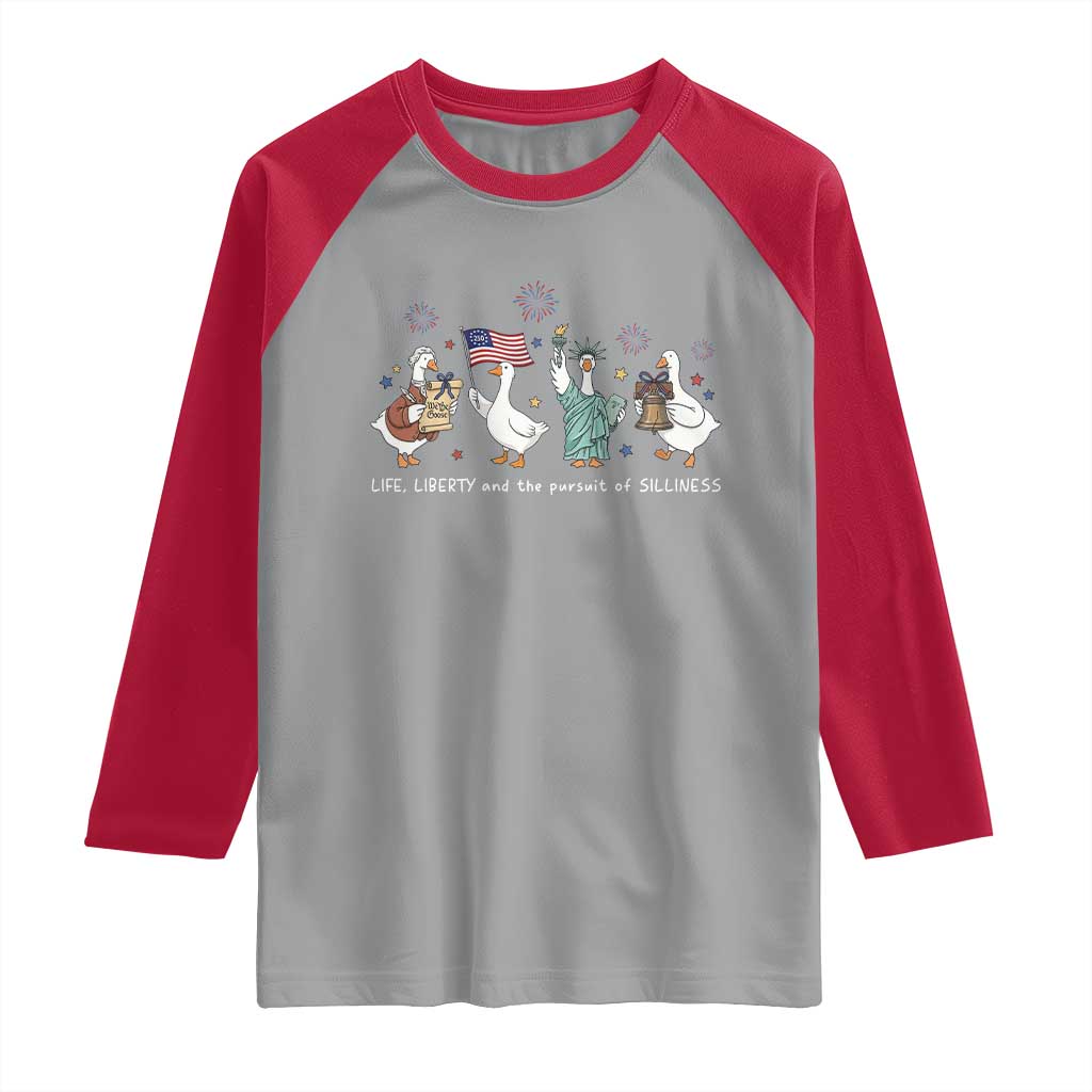 Funny Patriotic Goose Life Liberty Silliness Raglan Shirt America 250th Anniversary