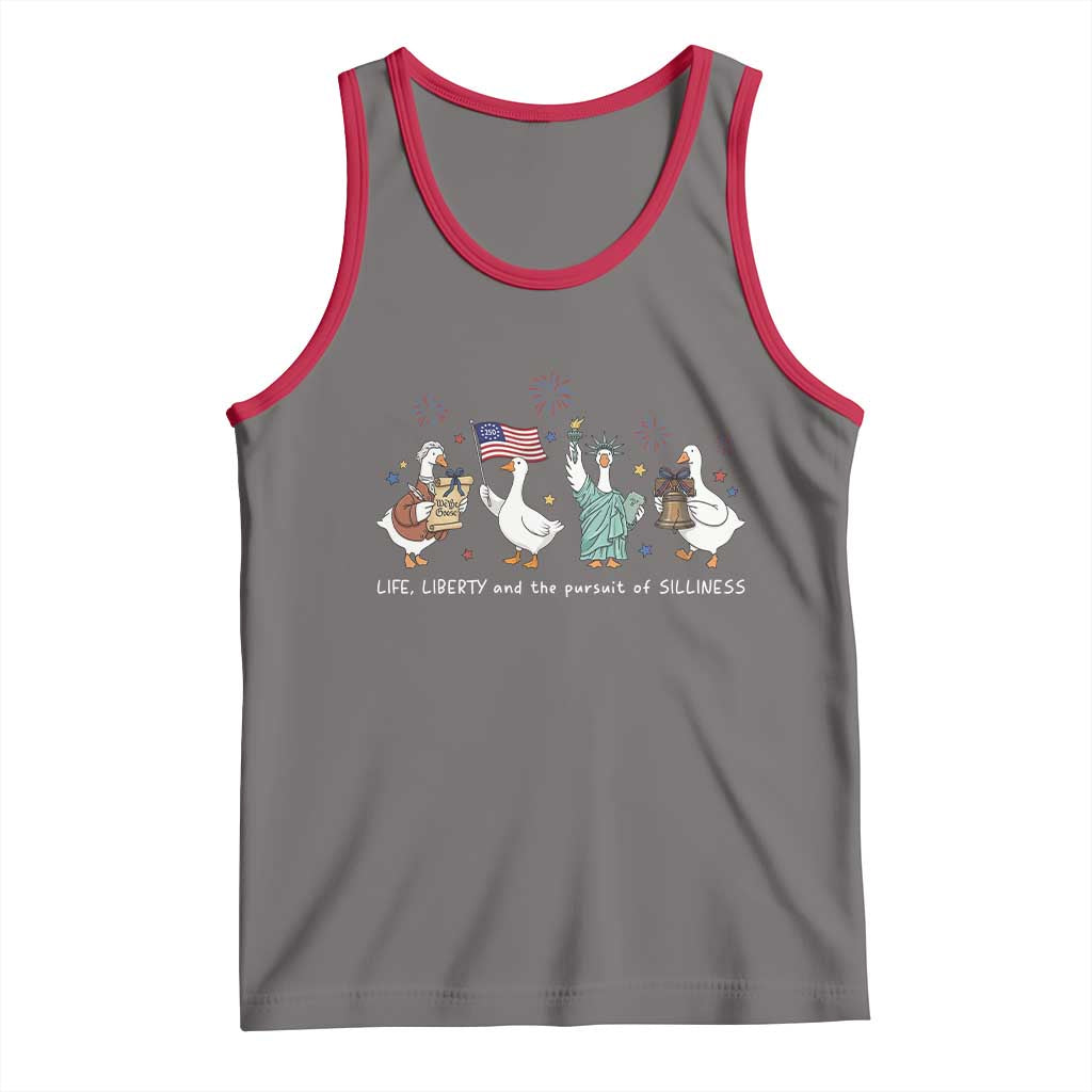 Funny Patriotic Goose Life Liberty Silliness Tank Top America 250th Anniversary