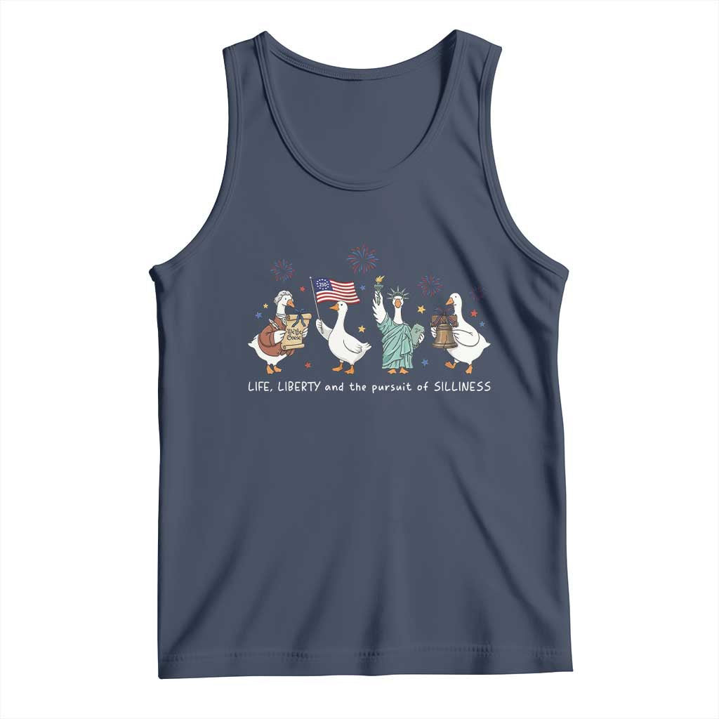 Funny Patriotic Goose Life Liberty Silliness Tank Top America 250th Anniversary