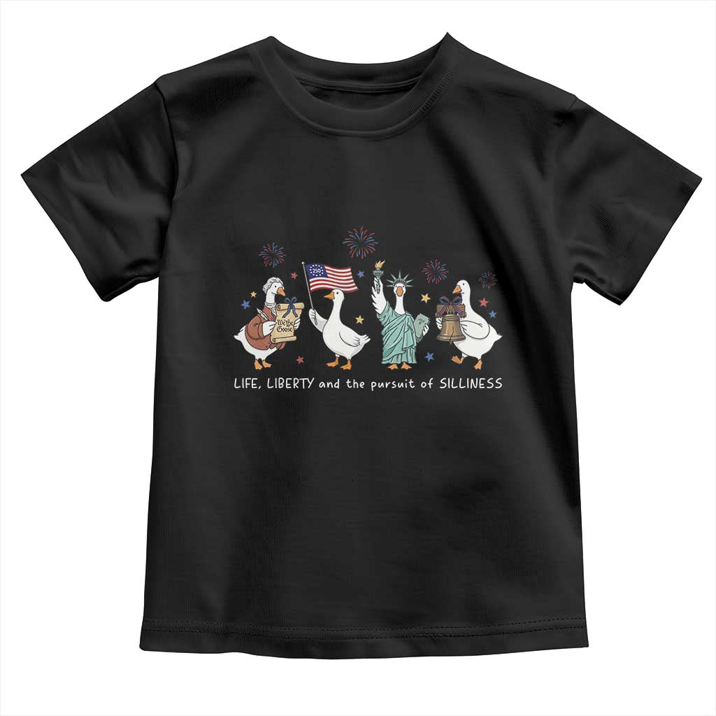 Funny Patriotic Goose Life Liberty Silliness Toddler T Shirt America 250th Anniversary