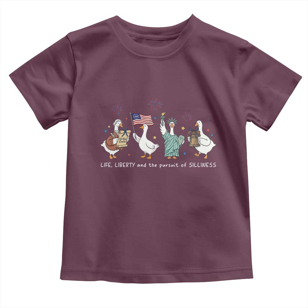 Funny Patriotic Goose Life Liberty Silliness Toddler T Shirt America 250th Anniversary