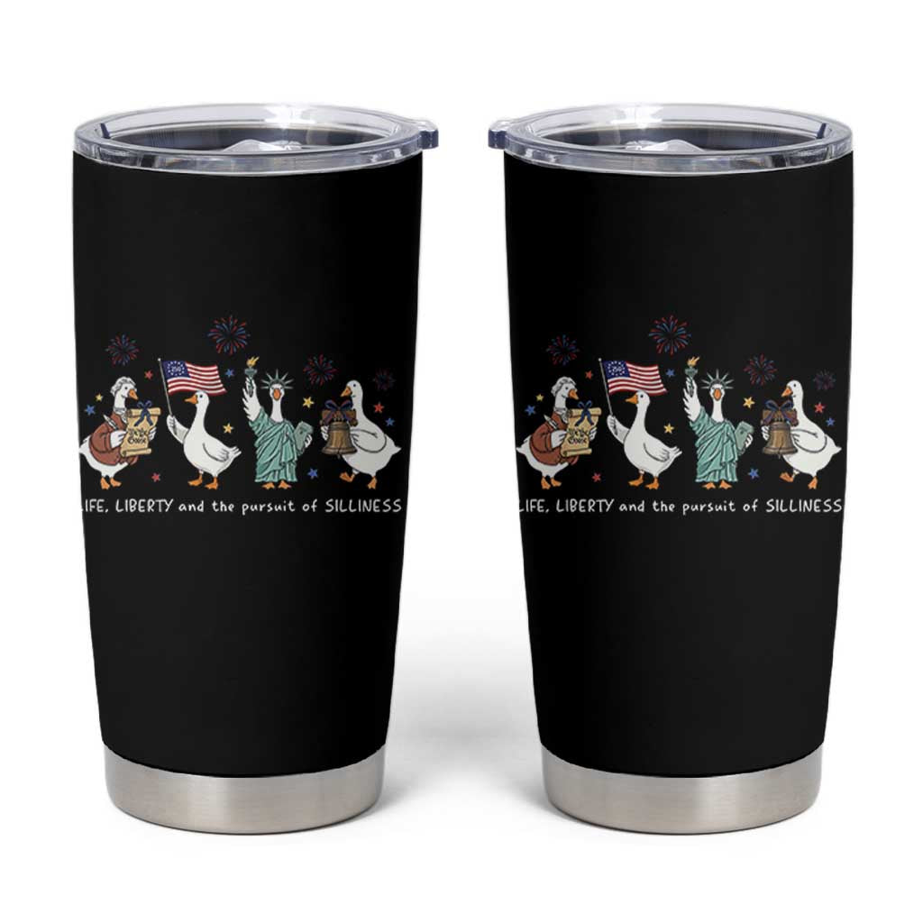 Funny Patriotic Goose Life Liberty Silliness Tumbler Cup America 250th Anniversary