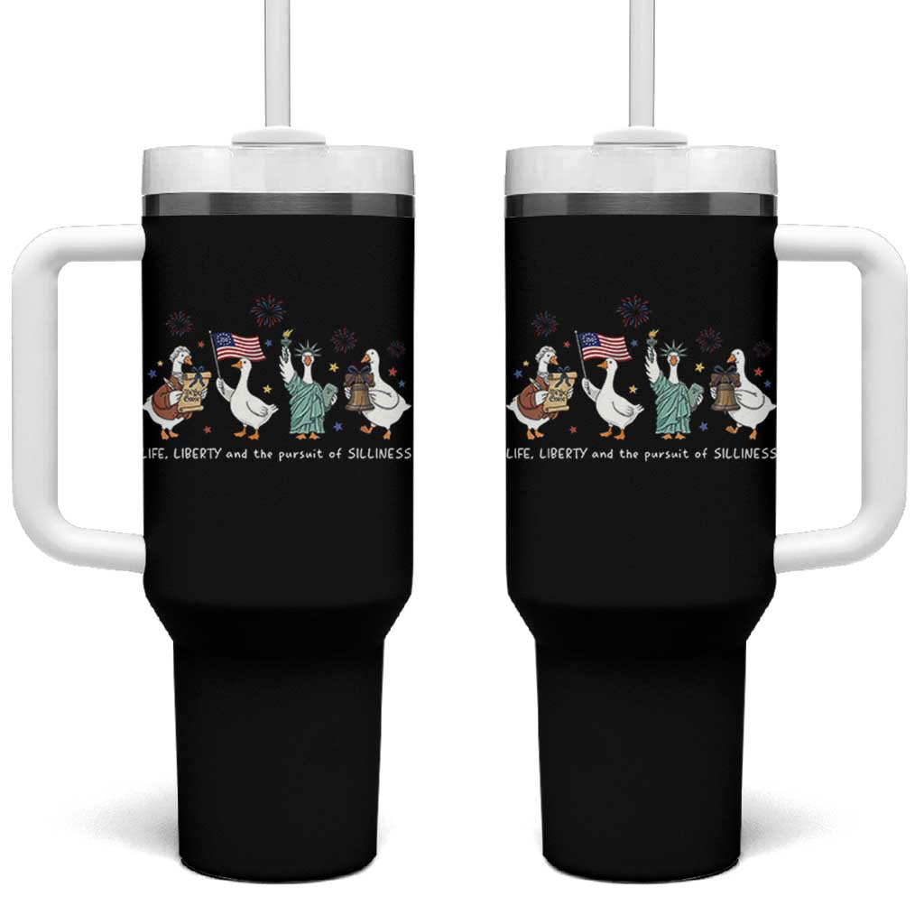 Funny Patriotic Goose Life Liberty Silliness Tumbler With Handle America 250th Anniversary