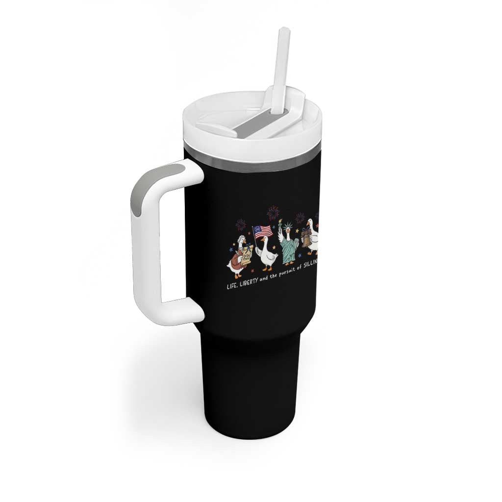 Funny Patriotic Goose Life Liberty Silliness Tumbler With Handle America 250th Anniversary