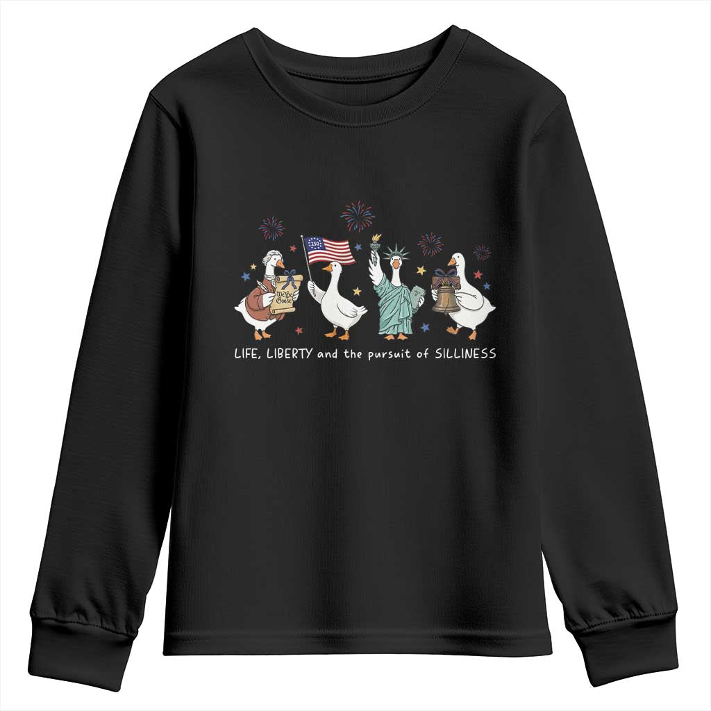 Funny Patriotic Goose Life Liberty Silliness Youth Sweatshirt America 250th Anniversary