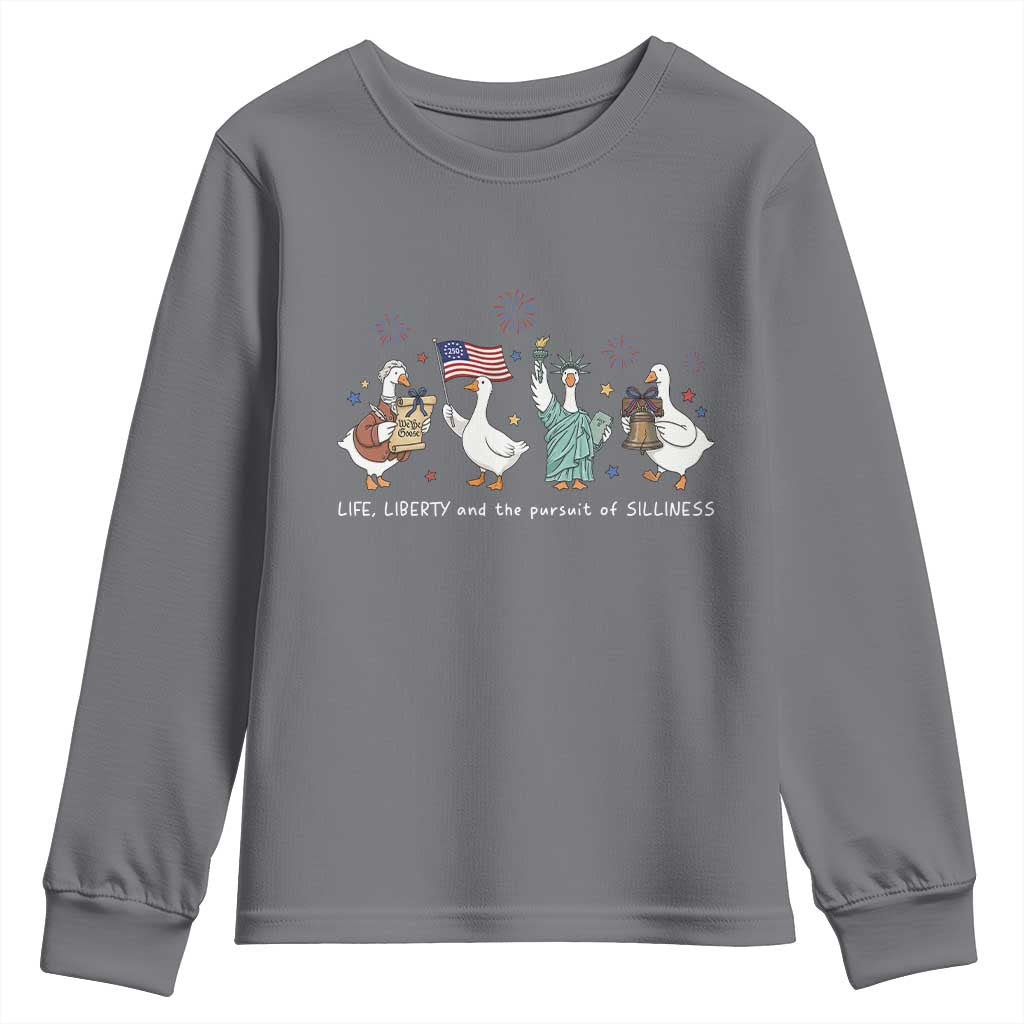 Funny Patriotic Goose Life Liberty Silliness Youth Sweatshirt America 250th Anniversary