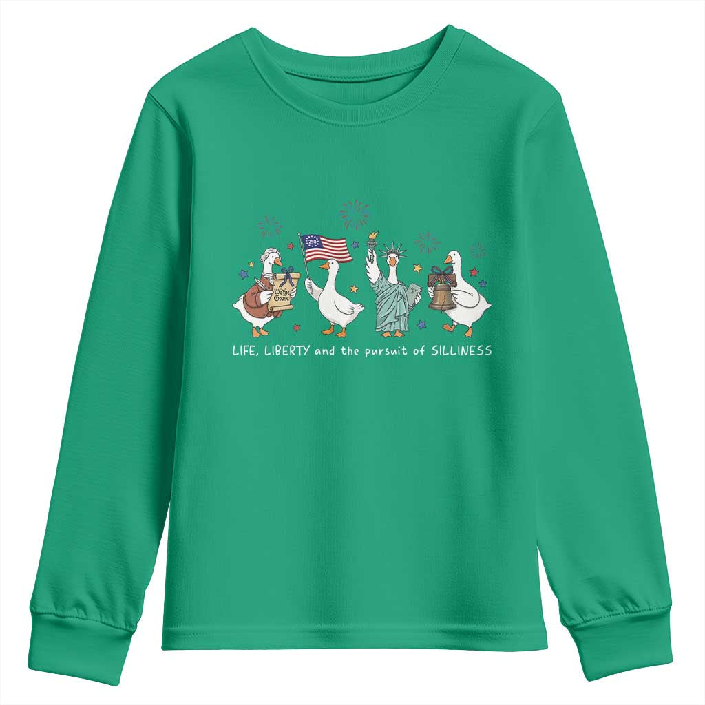 Funny Patriotic Goose Life Liberty Silliness Youth Sweatshirt America 250th Anniversary