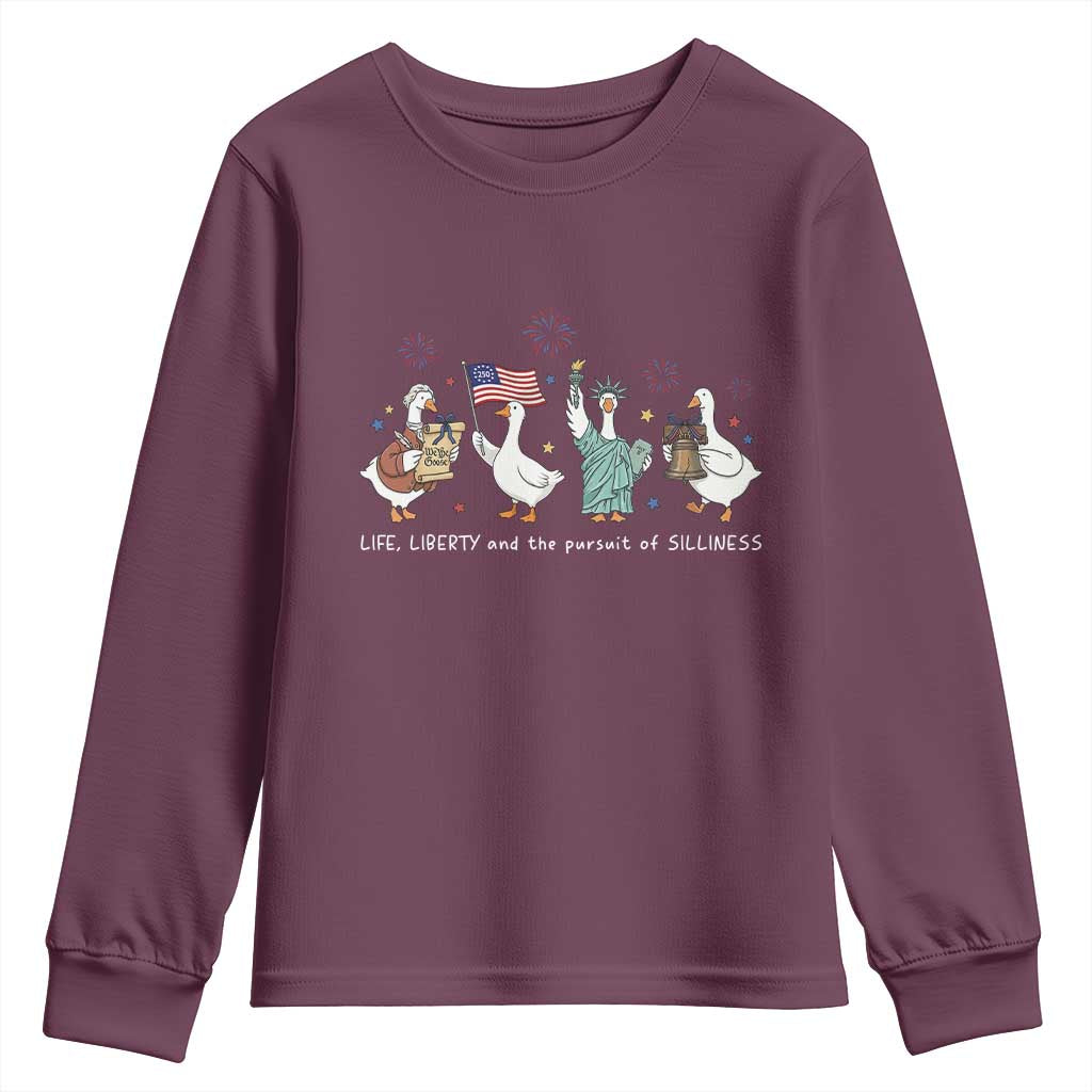 Funny Patriotic Goose Life Liberty Silliness Youth Sweatshirt America 250th Anniversary