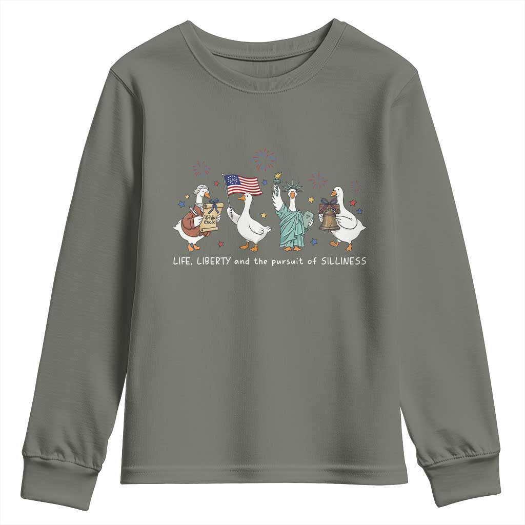 Funny Patriotic Goose Life Liberty Silliness Youth Sweatshirt America 250th Anniversary