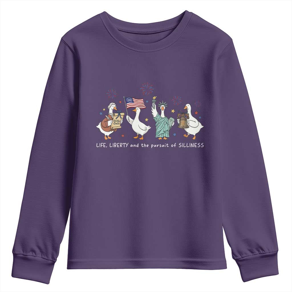 Funny Patriotic Goose Life Liberty Silliness Youth Sweatshirt America 250th Anniversary