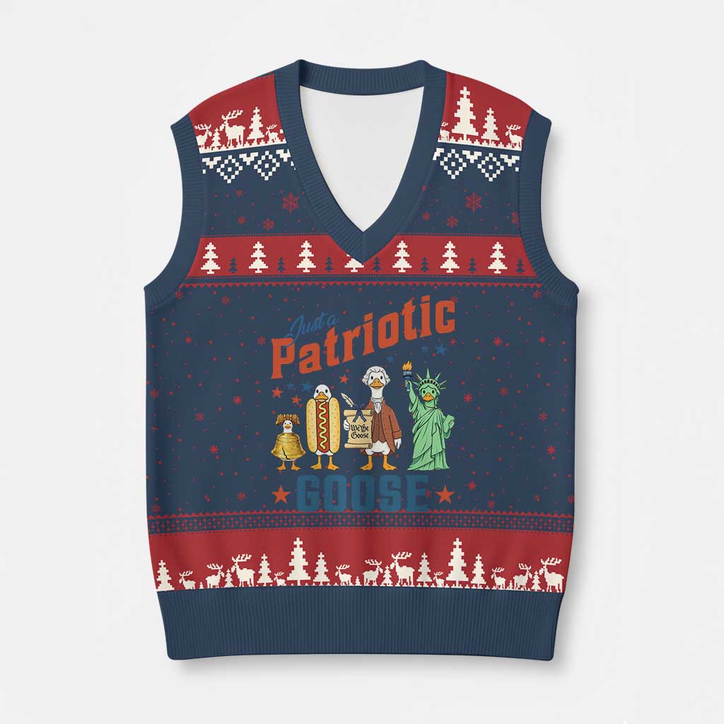Just A Patriotic Goose V-Neck Knit Sweater Vest America 250th Anniversary