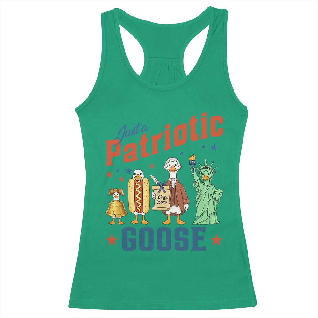 Just A Patriotic Goose Racerback Tank Top America 250th Anniversary