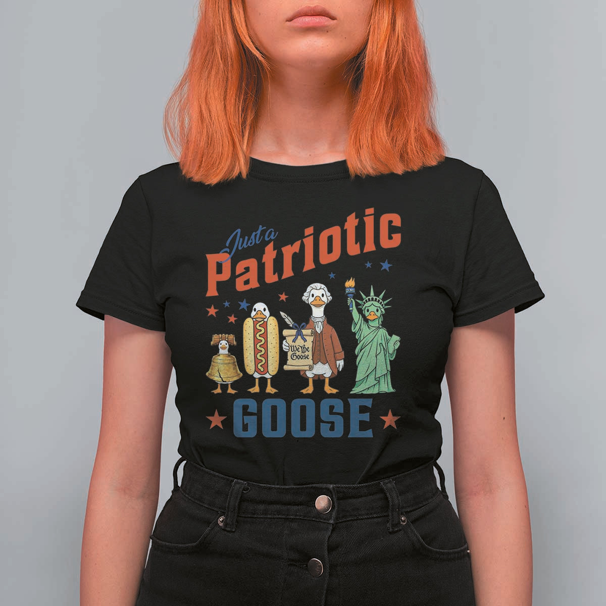 Just A Patriotic Goose T Shirt For Women America 250th Anniversary