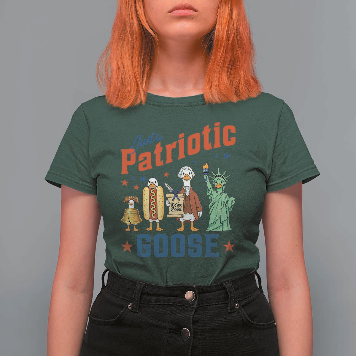 Just A Patriotic Goose T Shirt For Women America 250th Anniversary
