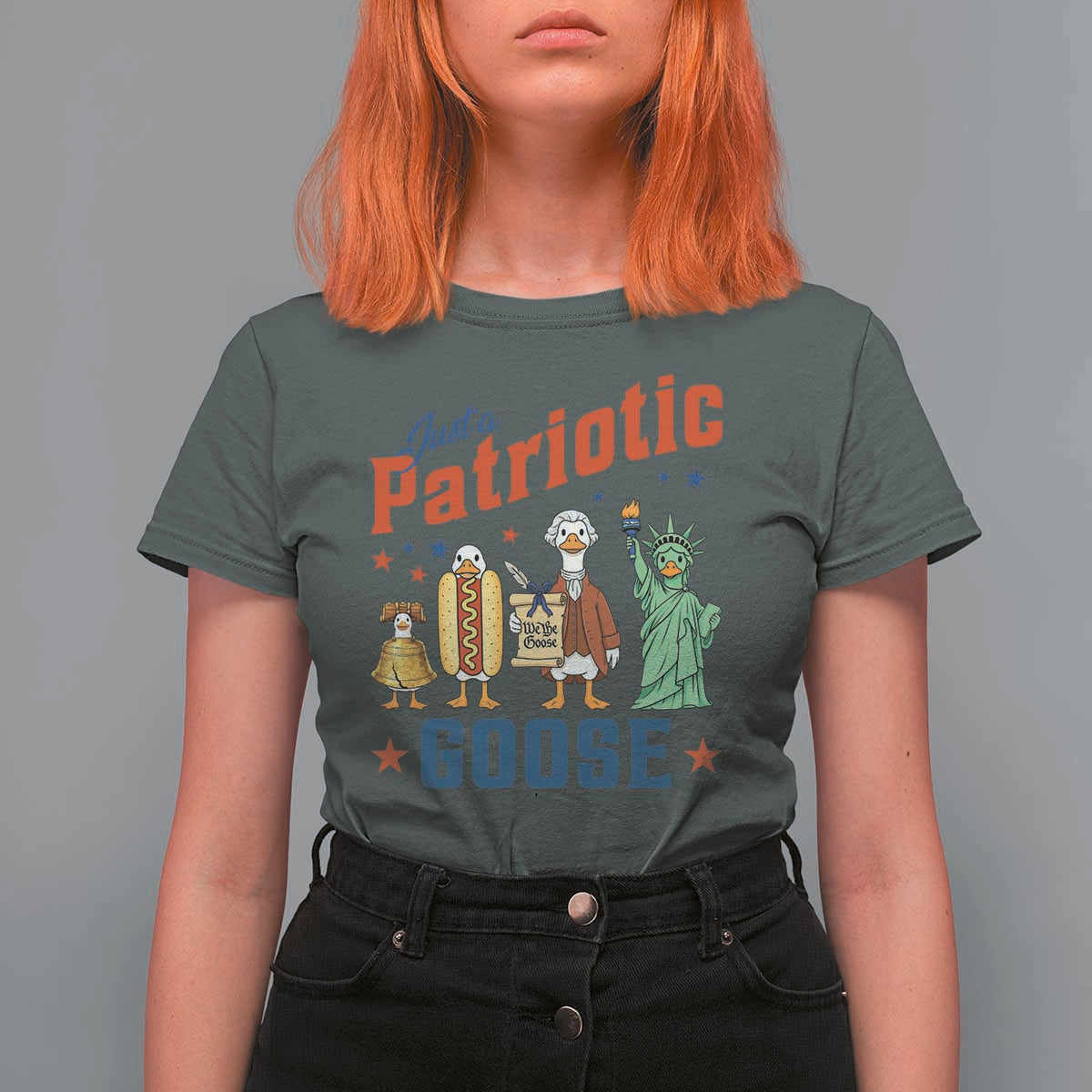 Just A Patriotic Goose T Shirt For Women America 250th Anniversary