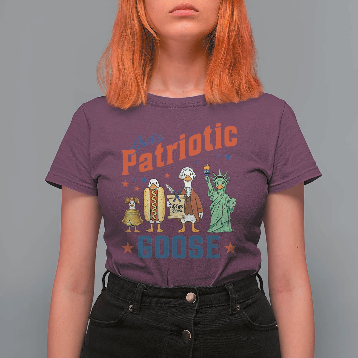 Just A Patriotic Goose T Shirt For Women America 250th Anniversary