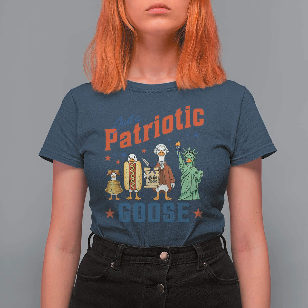 Just A Patriotic Goose T Shirt For Women America 250th Anniversary