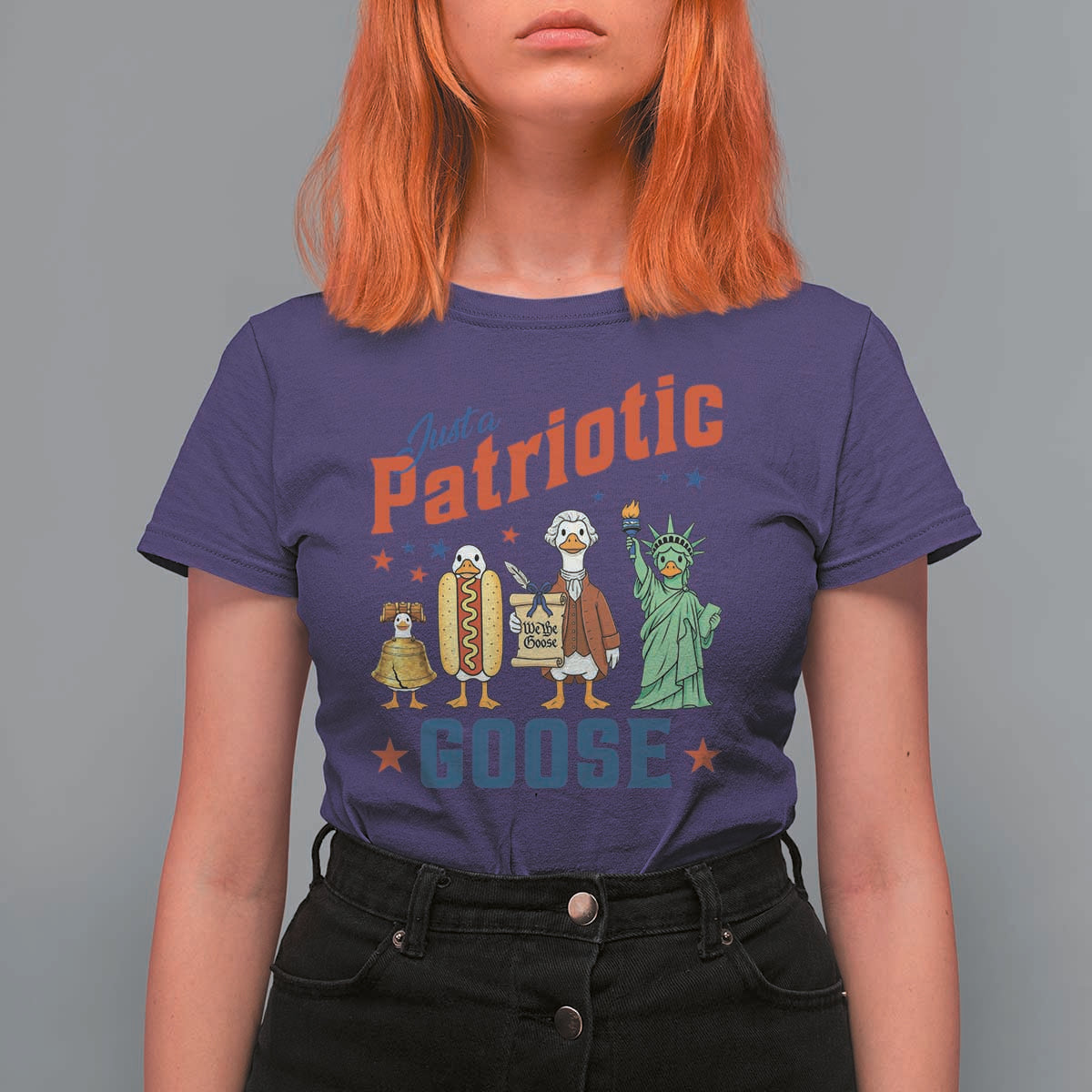 Just A Patriotic Goose T Shirt For Women America 250th Anniversary