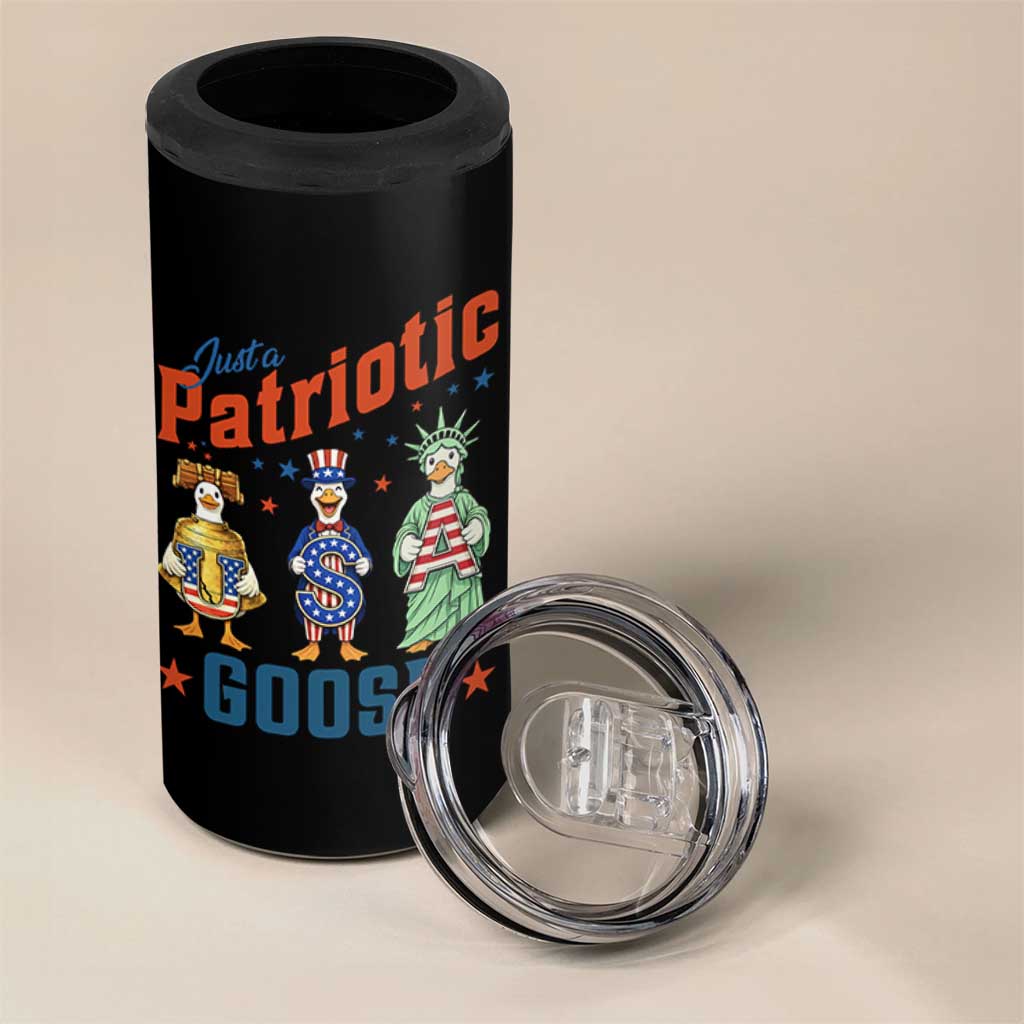 Just A Patriotic Goose 4 in 1 Can Cooler Tumbler Funny Freedom Goose Patriotic