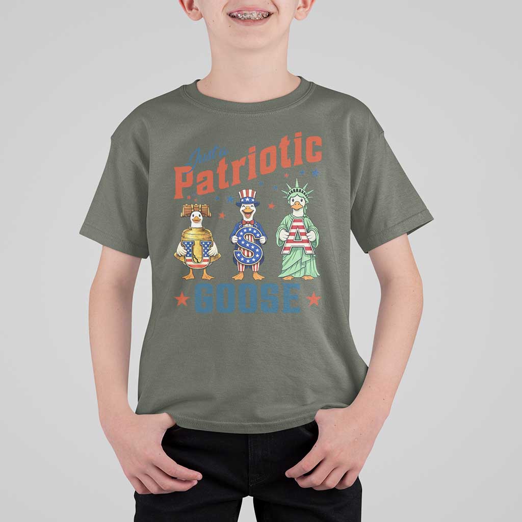 Just A Patriotic Goose T Shirt For Kid Funny Freedom Goose Patriotic