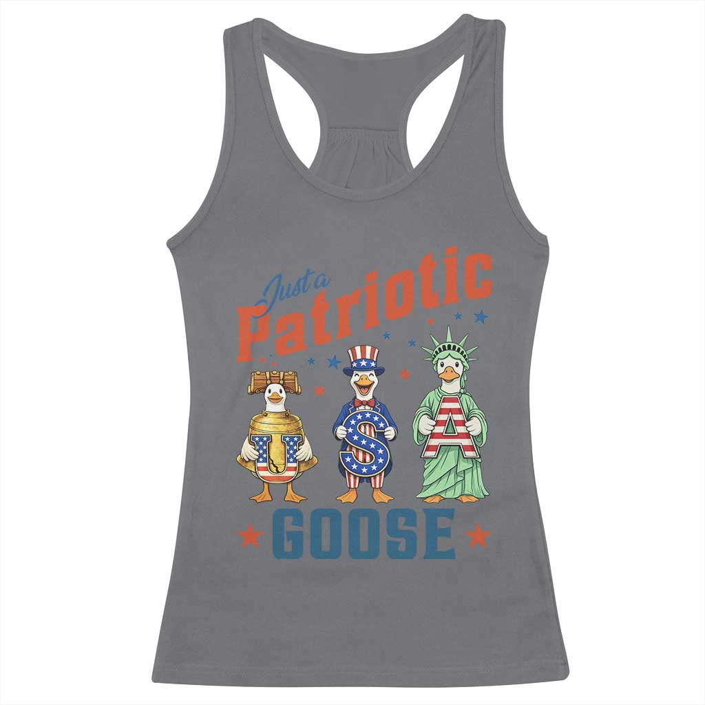 Just A Patriotic Goose Racerback Tank Top Funny Freedom Goose Patriotic
