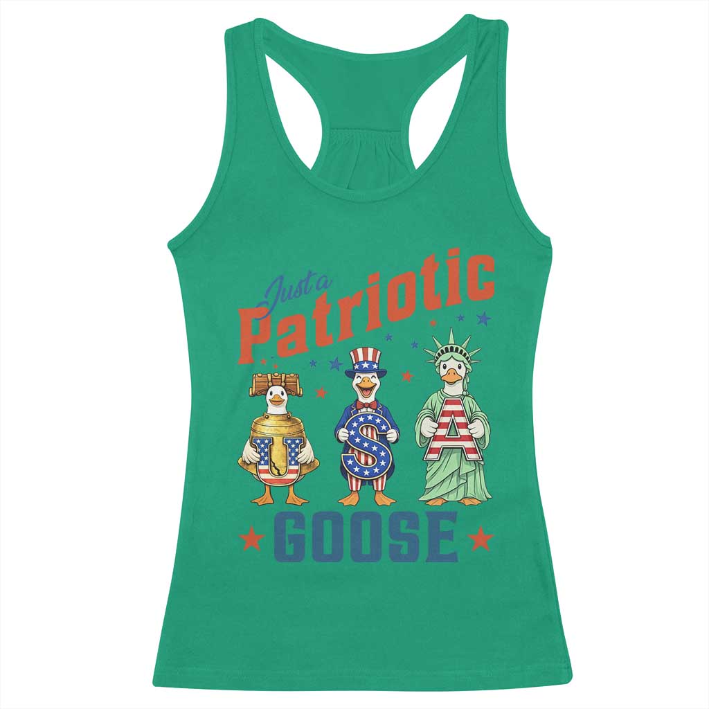 Just A Patriotic Goose Racerback Tank Top Funny Freedom Goose Patriotic