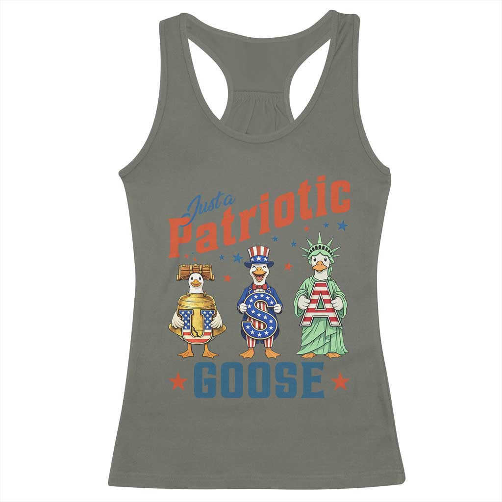 Just A Patriotic Goose Racerback Tank Top Funny Freedom Goose Patriotic