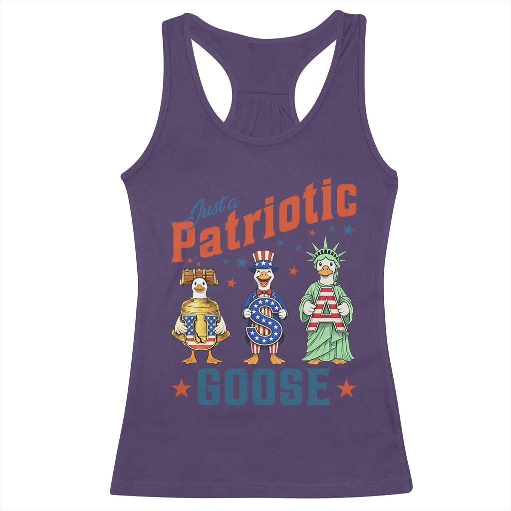 Just A Patriotic Goose Racerback Tank Top Funny Freedom Goose Patriotic