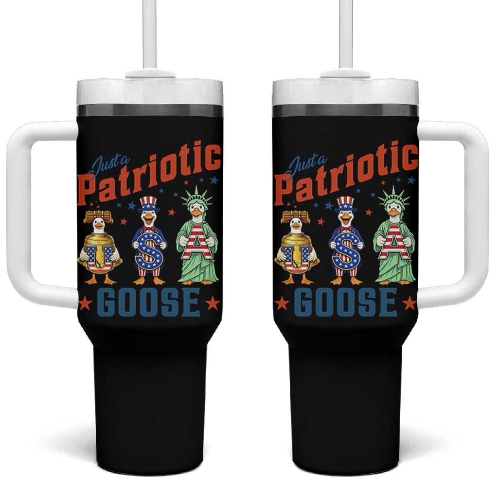 Just A Patriotic Goose Tumbler With Handle Funny Freedom Goose Patriotic