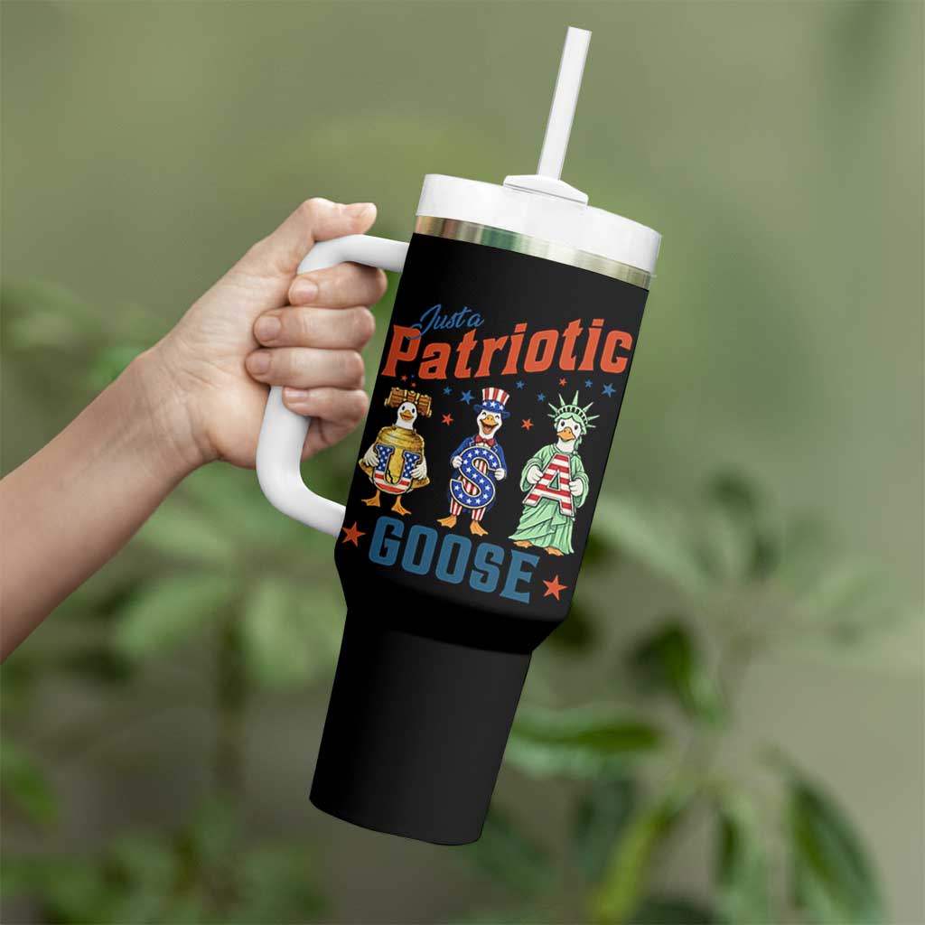 Just A Patriotic Goose Tumbler With Handle Funny Freedom Goose Patriotic