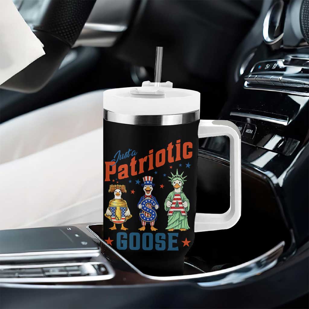 Just A Patriotic Goose Tumbler With Handle Funny Freedom Goose Patriotic