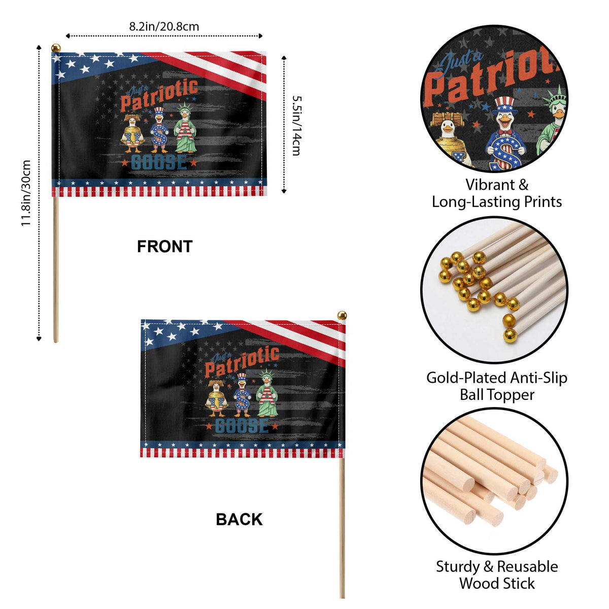 Just A Patriotic Goose Patriotic Handheld Flag Funny Freedom Goose Patriotic