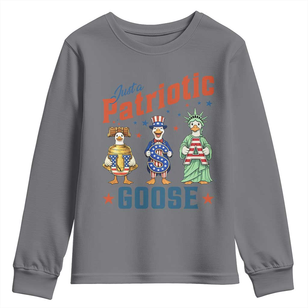 Just A Patriotic Goose Youth Sweatshirt Funny Freedom Goose Patriotic