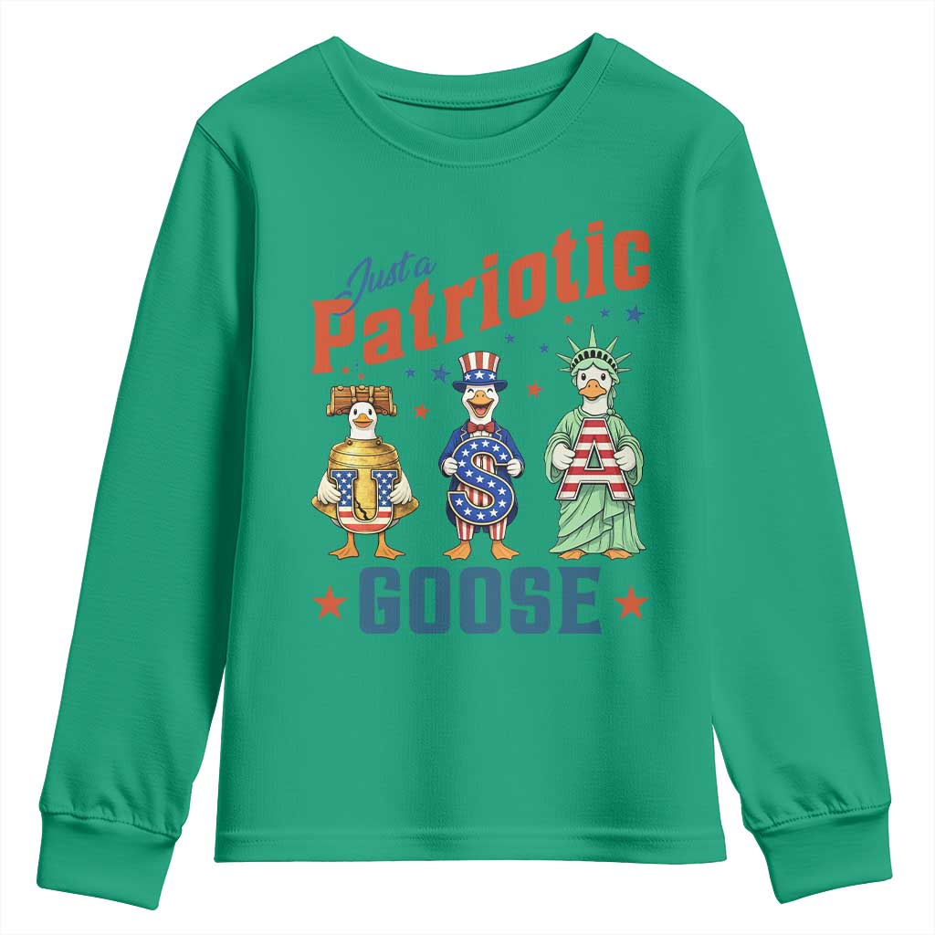 Just A Patriotic Goose Youth Sweatshirt Funny Freedom Goose Patriotic