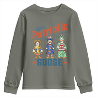 Just A Patriotic Goose Youth Sweatshirt Funny Freedom Goose Patriotic