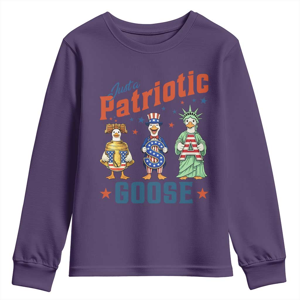 Just A Patriotic Goose Youth Sweatshirt Funny Freedom Goose Patriotic