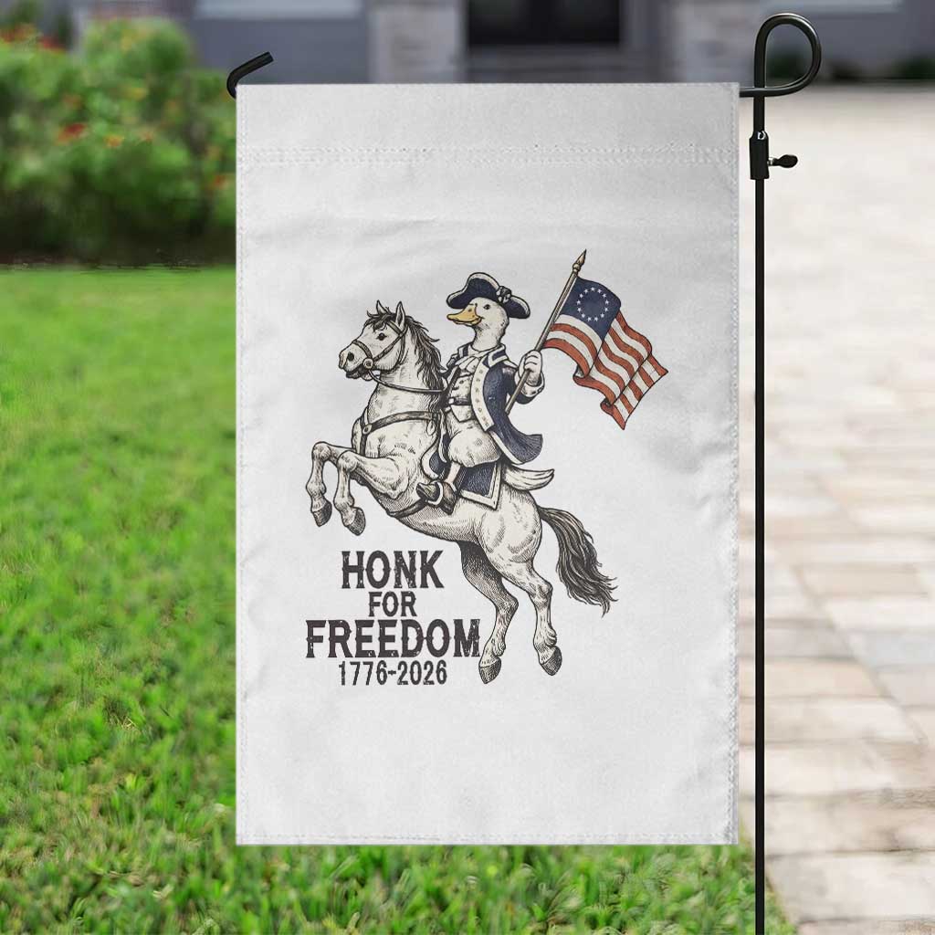Funny Patriotic Goose Cowboy Garden Flag Honk For Freedom