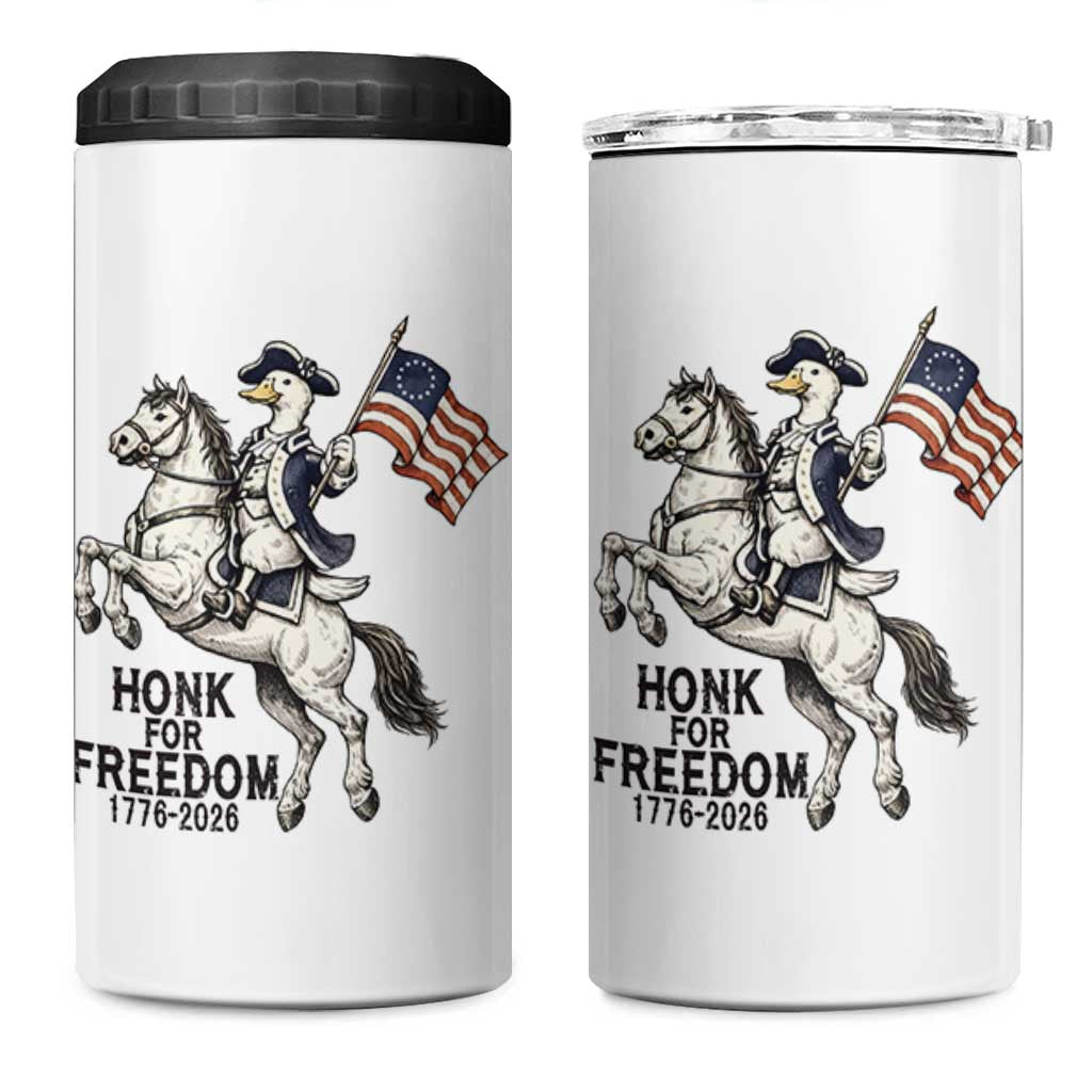 Funny Patriotic Goose Cowboy 4 in 1 Can Cooler Tumbler Honk For Freedom